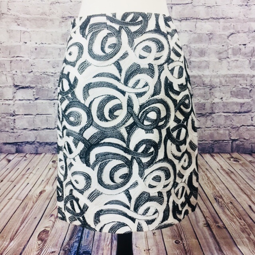 Eccoci Black & White Swirled Pencil Skirt Size 0 - Picture 2 of 4